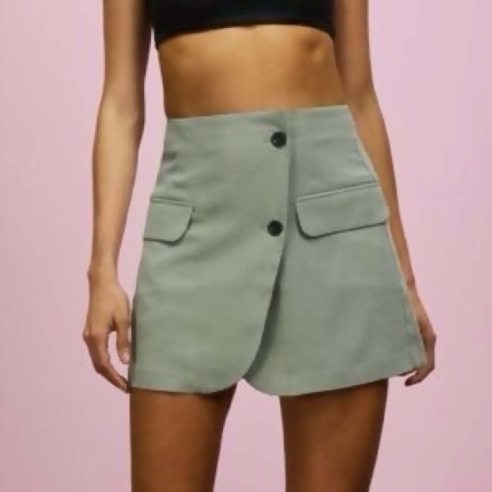 Topshop Olive Green Skirt w/ Button Detail